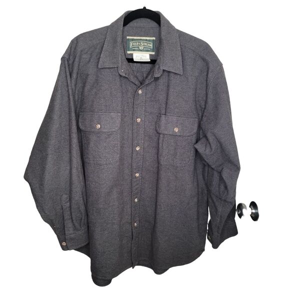 Field & Stream thick gray button-up Flannel shirt XL - Picture 1 of 4